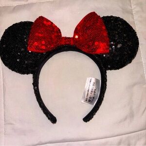 Disney Sequin Minnie Ears Headband in Black and Red